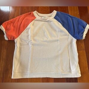 Madewell Color Block Short Sleeve Sweatshirt Size Small